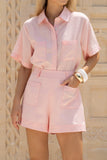 Sera Pink Contrast Stitch Shorts