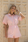 Sera Pink Contrast Stitch Shorts
