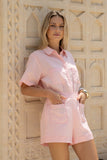 Sera Pink Contrast Stitch Shorts