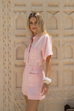 Sera Pink Contrast Stitch Shorts