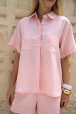 Sera Pink Contrast Stitch Shirt