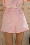 Sera Pink Contrast Stitch Shorts