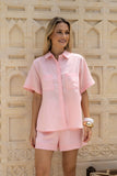 Sera Pink Contrast Stitch Shorts