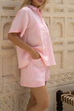 Sera Pink Contrast Stitch Shirt