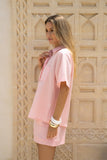 Sera Pink Contrast Stitch Shirt