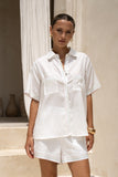 Sera White Multi Contrast Stitch Shirt
