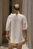 Bloom White Floral Appliqué Blouse