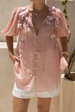 Bloom Pink Floral Appliqué Blouse