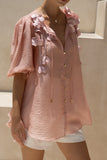 Bloom Pink Floral Appliqué Blouse