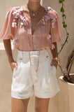 Bloom Pink Floral Appliqué Blouse