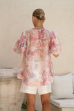 Gezelle Pink Floral Puff Sleeve Blouse