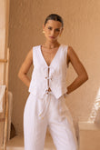 Reva White Tie Up Vest
