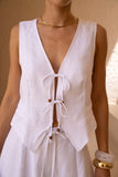 Reva White Tie Up Vest