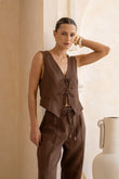 Reva Brown Tie Up Vest
