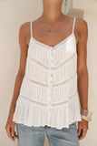 Anwen White Lace Trim Cami Top