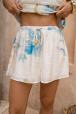 Alethea Blue Floral Drawstring Shorts