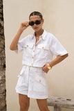 Averie White Cropped Shirt