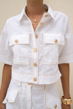 Averie White Cropped Shirt