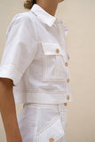 Averie White Cropped Shirt