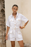 Averie White Cropped Shirt