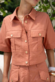 Averie Terracotta Orange Cropped Shirt