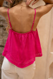 Sana Hot Pink Lace Cami Top