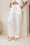Joleen Off-White Contrast Stitch Pants
