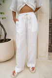 Joleen Off-White Contrast Stitch Pants