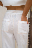 Joleen Off-White Contrast Stitch Pants