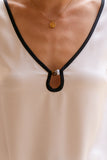 Nivae White Black Contrast Detail Top