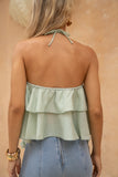 Valeria Green Floral Appliqué Top