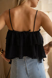 Valeria Black Floral Appliqué Top