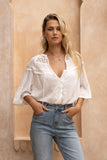 Jeane Off-White Lace Detail Blouse