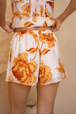 Reya Orange Floral Lace Detail Shorts