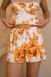 Reya Orange Floral Lace Detail Shorts