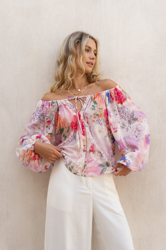 Elani Pink Floral Blouse