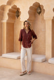 Helina Brown Lace Blouse