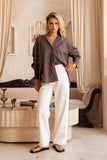 Rin Brown Stripe Shirt