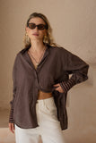 Rin Brown Stripe Shirt
