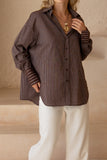 Rin Brown Stripe Shirt
