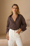 Rin Brown Stripe Shirt