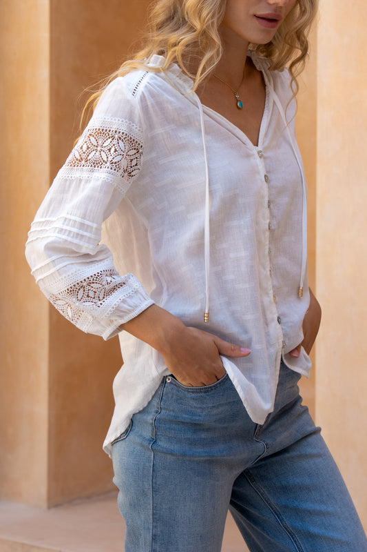Islen White Lace Blouse