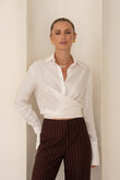 Luma White Wrap Shirt