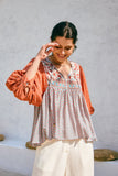 Petunia Rust Red Floral Boho Blouse