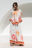 Soletta Coral Pink Tropical Wide Leg Pants