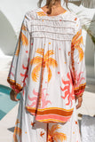 Soletta Coral Pink Tropical Long Sleeve Blouse