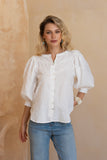 Anara White Jacquard Blouse