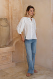 Anara White Jacquard Blouse