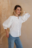 Anara White Jacquard Blouse