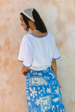 Soquila Blue Tropical Tiered Maxi Skirt